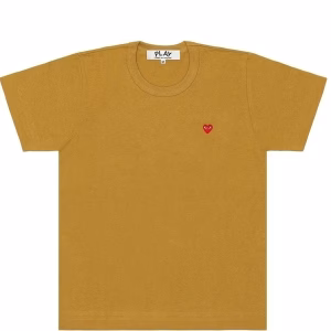 CDG Brown Tee with Red Mini Heart