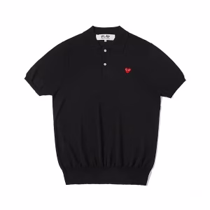 CDG Play Unisex Short Sleeve Polo Sweater (Black)