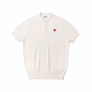 CDG Play Unisex Short Sleeve Polo Sweater (Off White)