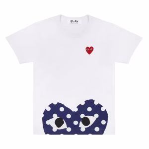 CDG White Polka Dot Heart Tee