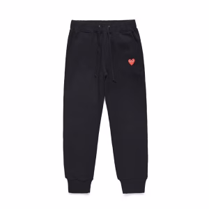 Comme des Garcons Play Red Heart Logo Black Sweatpants