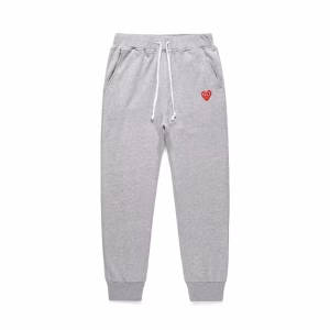 Comme des Garcons Play Red Heart Logo Grey Sweatpants