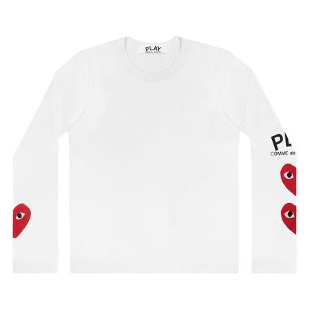 Play Comme Des Garcons 3 heart ls (white) Play Comme Des Garcons 3 heart ls (white)